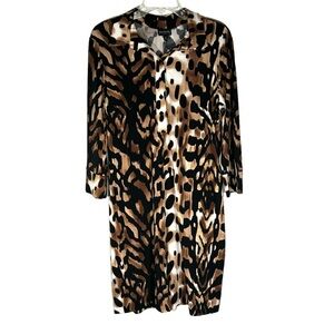 En Focus Studio Women's Animal Print Dress 12 3/4 Sleeves Stretch